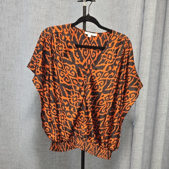 Chico's Tops - Chico's Rust and Black Abstract Bubble Elastic Waist Blouse With Drop Sleeves 12